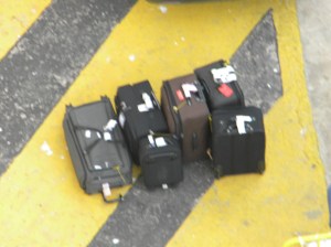 Our bags among the lost luggage delivery
