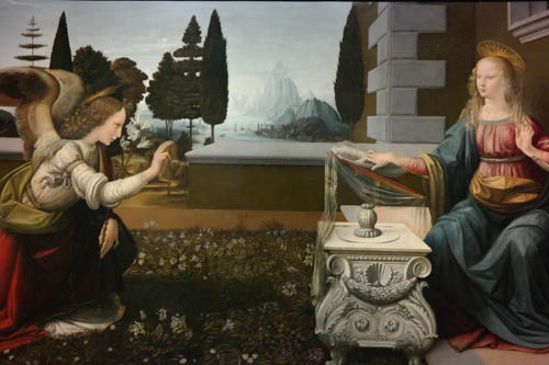 Leonardo Da Vinci, The Annunciation, Uffizi Gallery, Florence, Italy