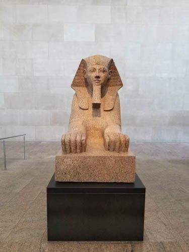 Sphinx of Hatshepsut, 18th dynasty, Thebes 1473-1458 BC, originally from her temple at Deir-el-Bahri, Metropolitan Museum of Art, New York City