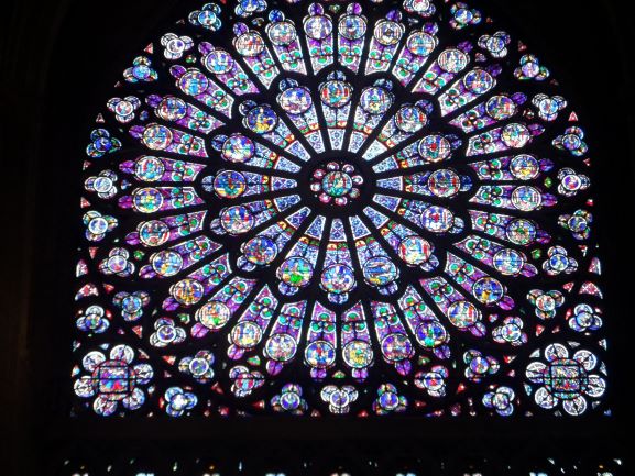Rose Window of Notre Dame Cathedral in Paris, France