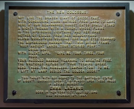 New Colossus Emma Lazarus, Statue of Liberty, New York
