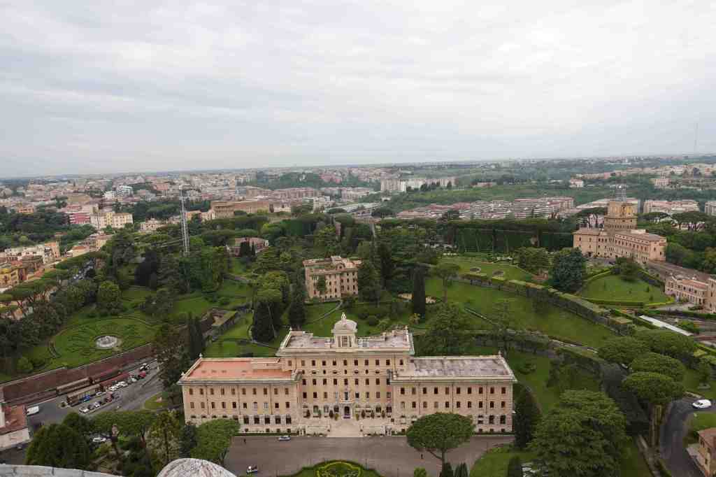 Aerial view of Vatican gardens, Vatican, Rome, Italy
